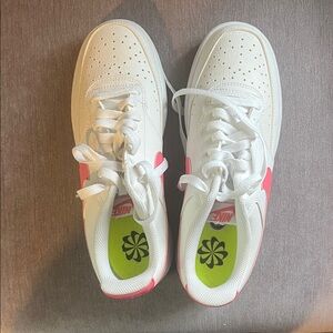 Nike White Sneakers with Pink Highlights